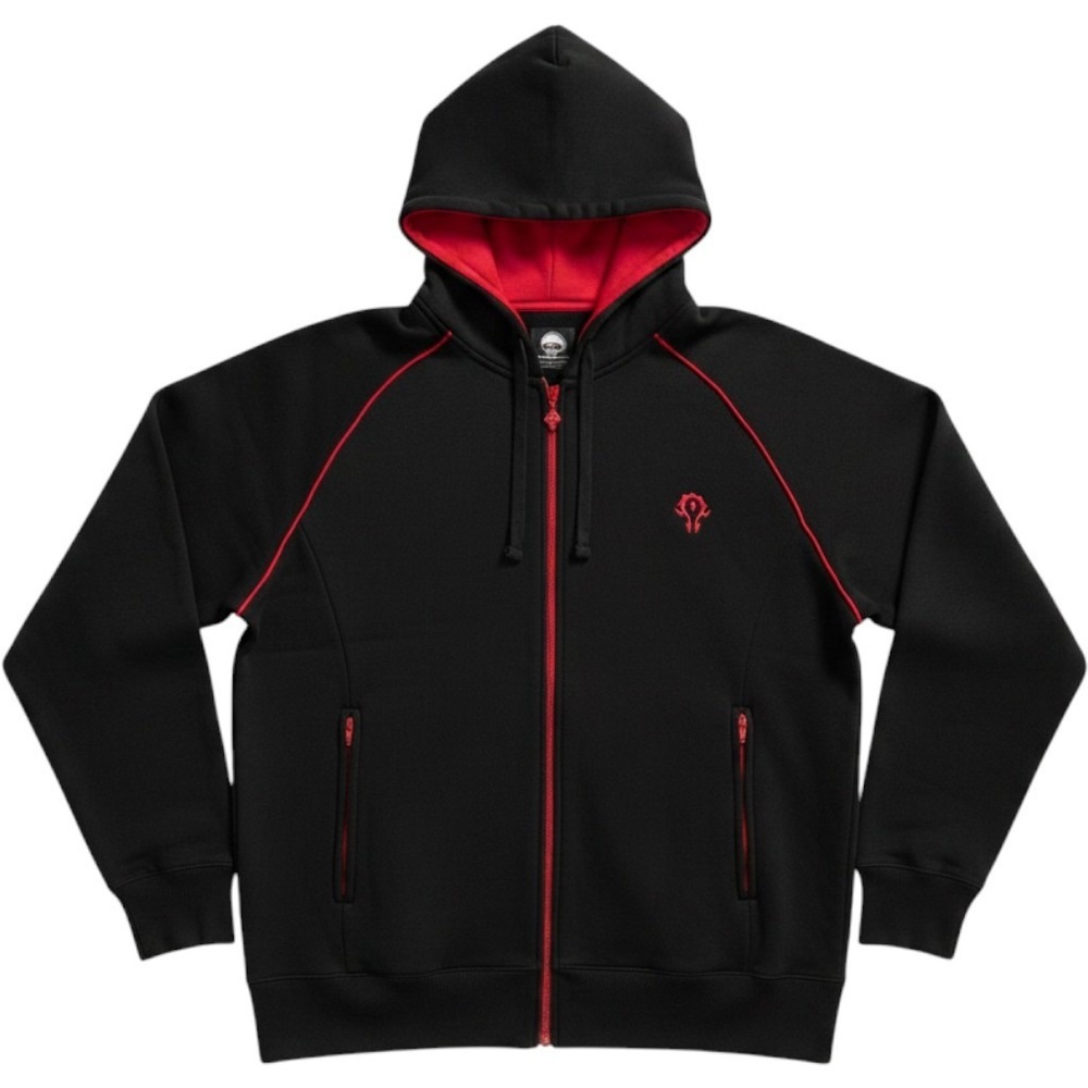 JINX World of Warcraft Horde Zip Hoodie Men's L Black Red Y2K Blokecore Gaming